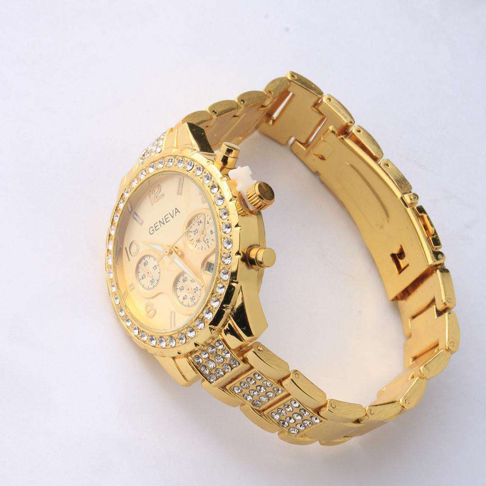 Hip Hop Fresh Jewelry hip hop jewelry Draped in Gold Watch, Bracelet, and Chain Combo