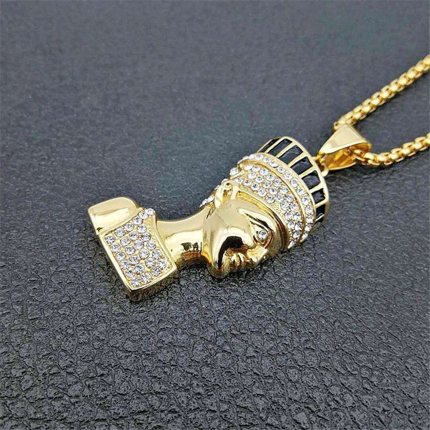 Hip Hop Fresh Jewelry hip hop jewelry Egyptian Queen Nefertiti Bling Pendant Necklace
