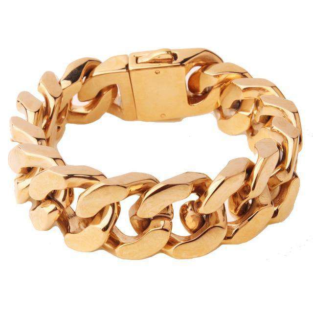 Hip Hop Fresh Jewelry hip hop jewelry Gold Deck Ya Wrists Thick Cuban Bracelet