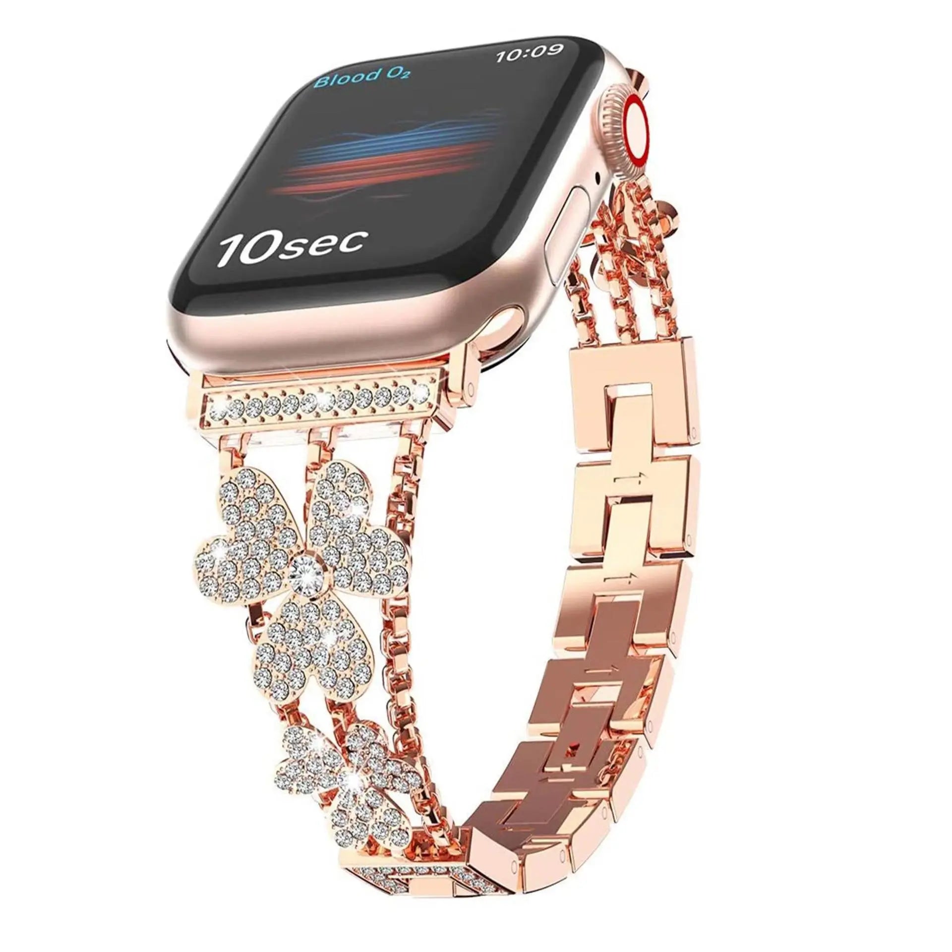 Floral Sparkle Stainless Steel Apple Watch Band