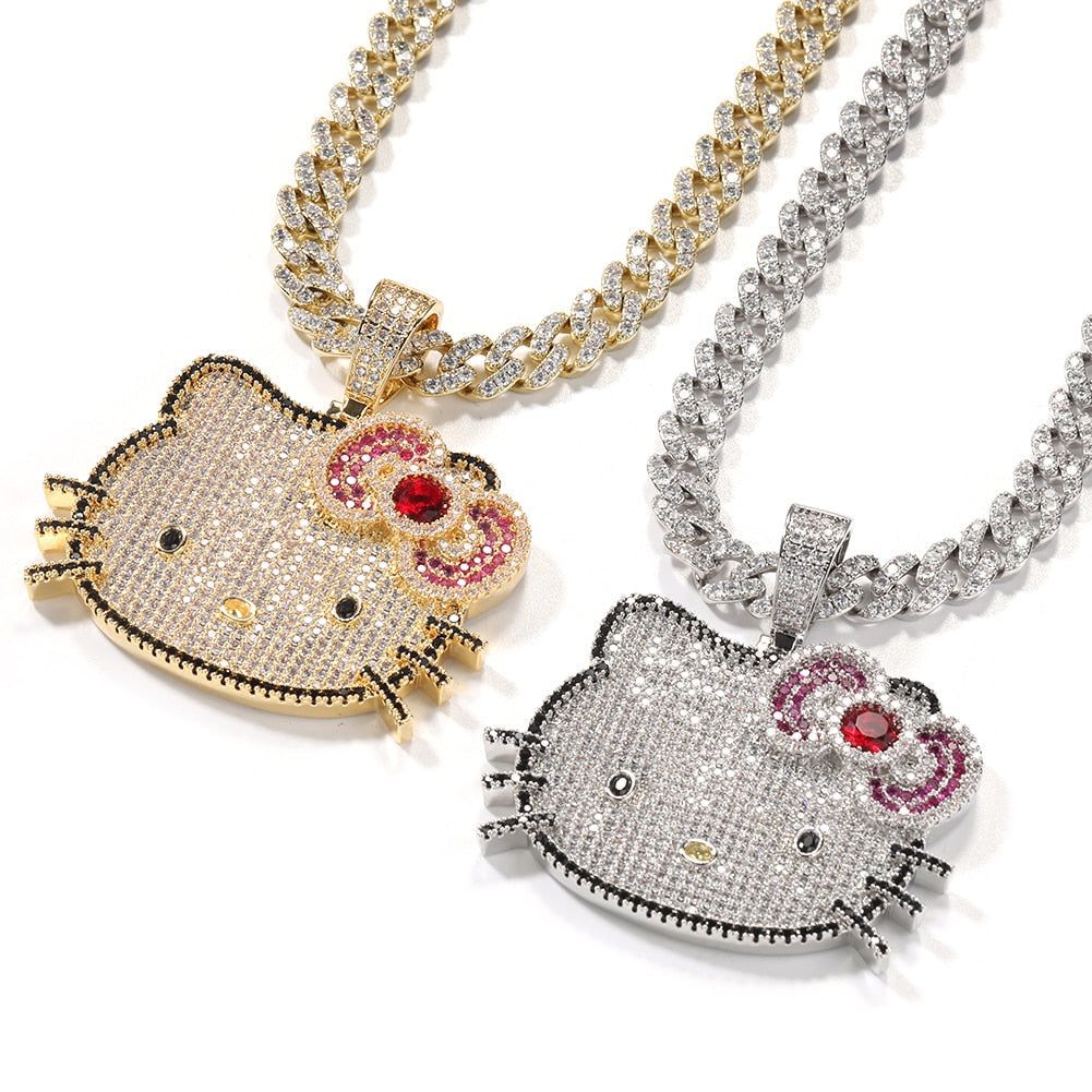 Iced Out Hello Kitty Necklace