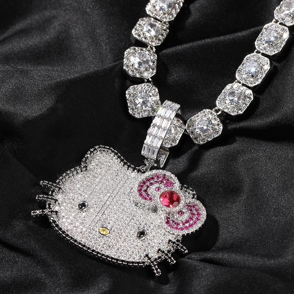 Iced Out Hello Kitty Necklace