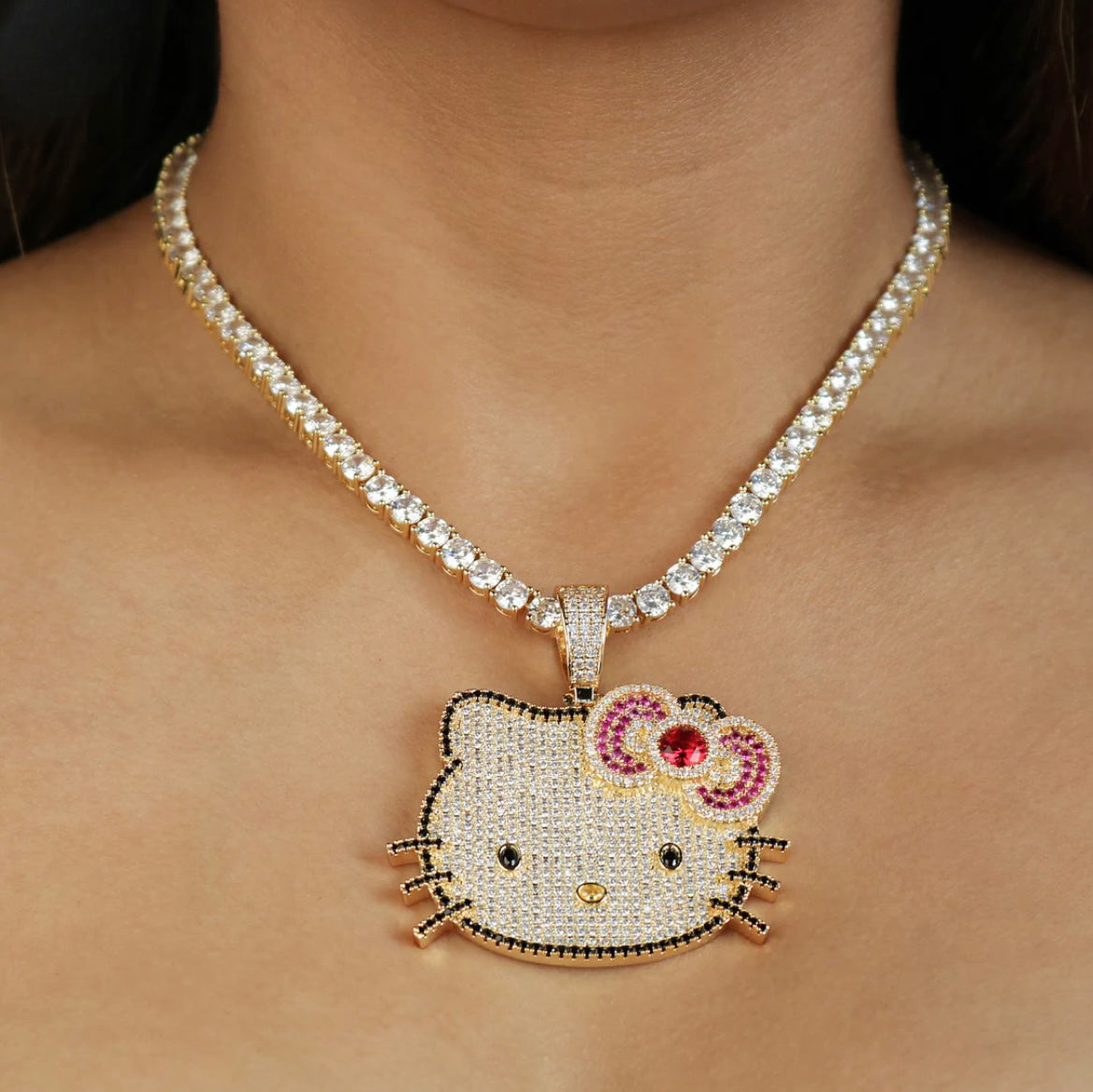 Iced Out Kitty Necklace