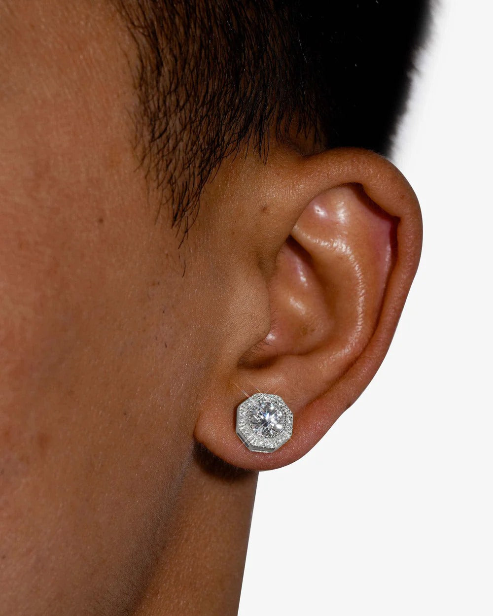 10MM Halo VVS Moissanite Stud Earrings