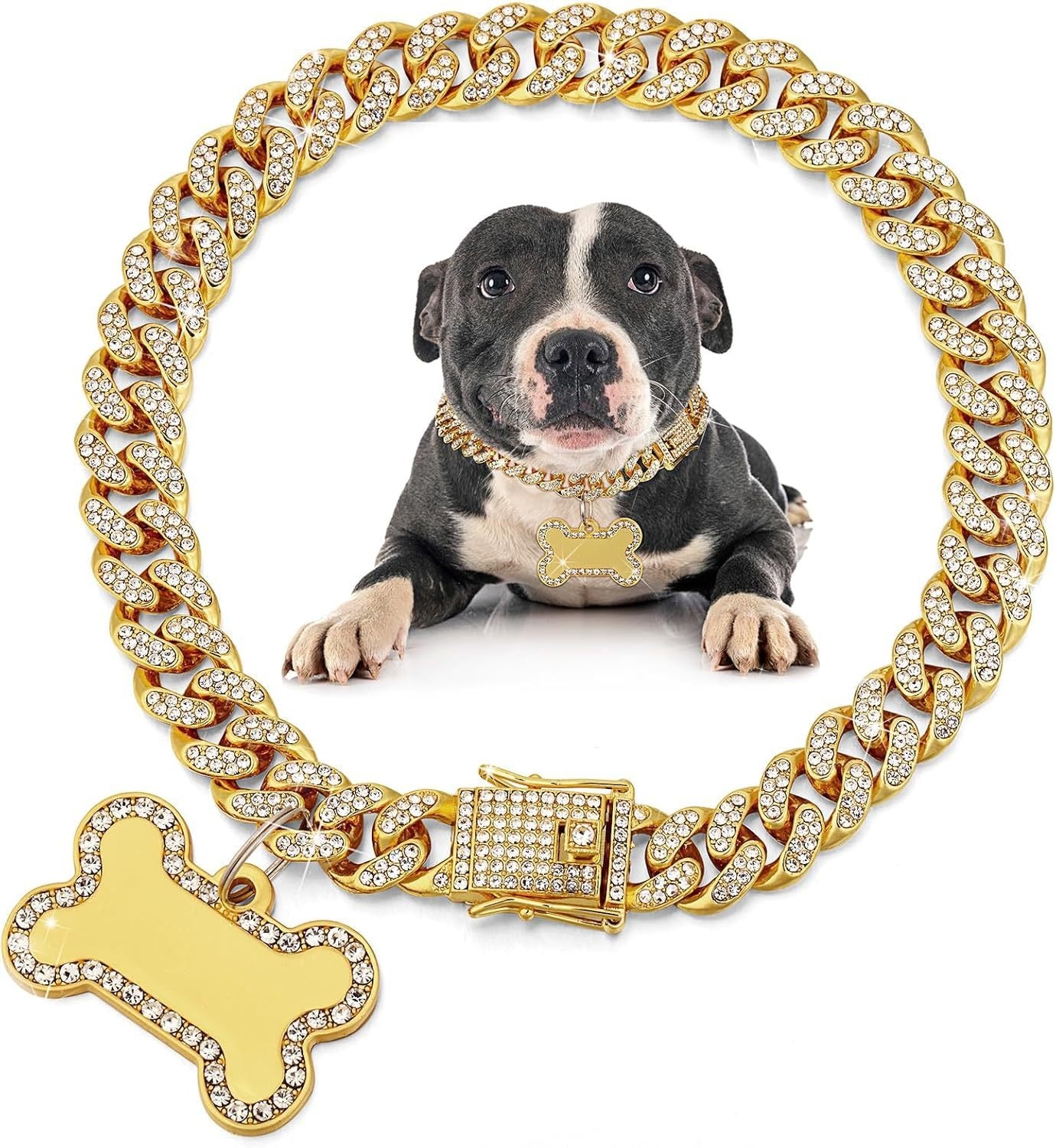 Custom Name Gold Bone Pendant Dog Chain