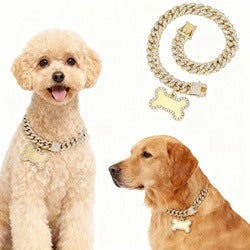Custom Name Gold Bone Pendant Dog Chain