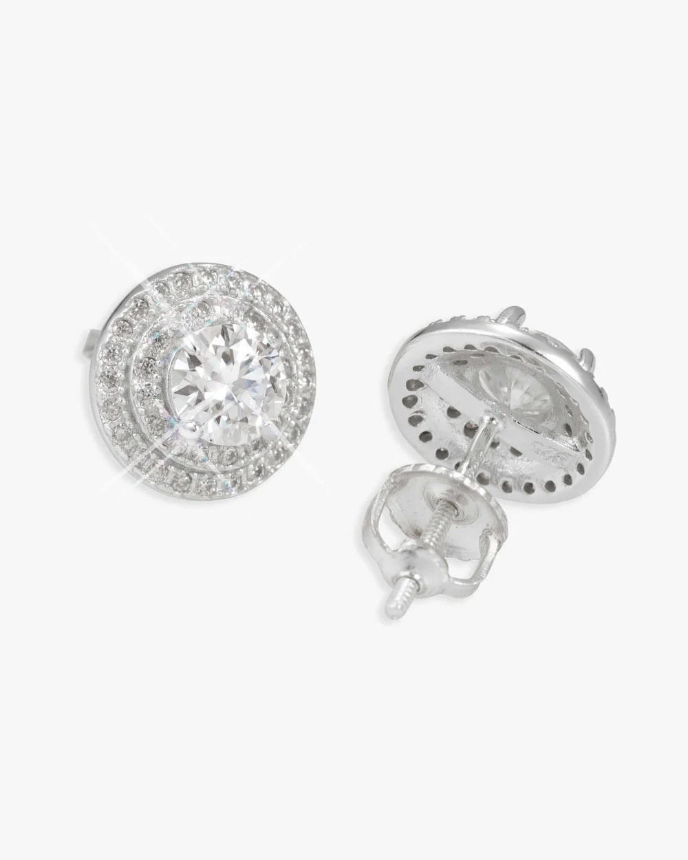 11MM Double Halo VVS Moissanite Stud Earrings