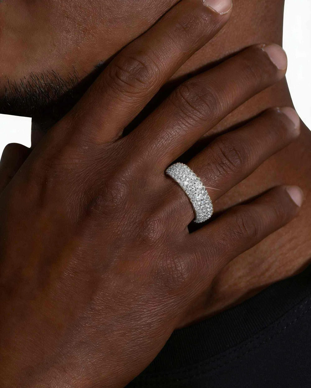 5-Row 14K Gold Plated Iced Out VVS Band Ring