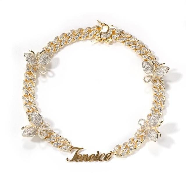 Jewelhery hip hop jewelry 14" / Gold Jewelhery Customized Butterfly Bae Necklace