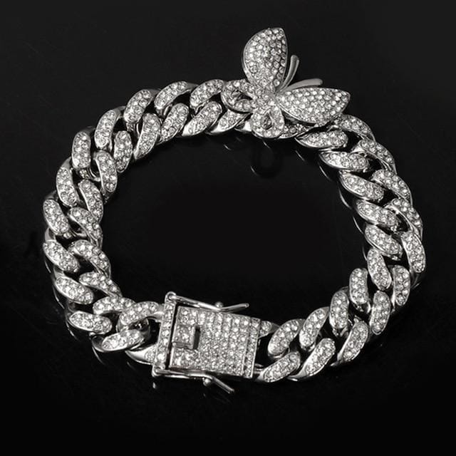 Jewelhery hip hop jewelry 18k Gold Miami Butterfly Cuban Chain + Free Butterfly Cuban Bracelet
