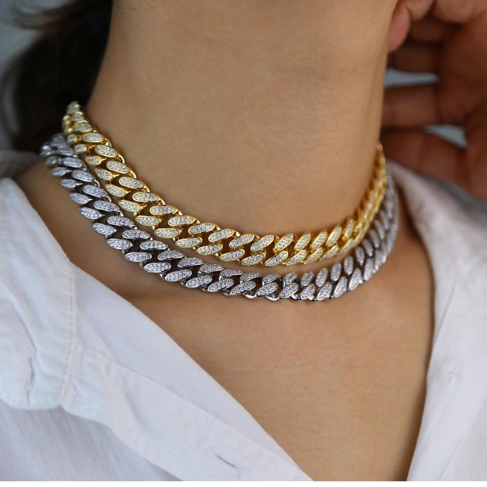 Jewelhery hip hop jewelry Cuban Beverly Hills Cuban Choker Necklace