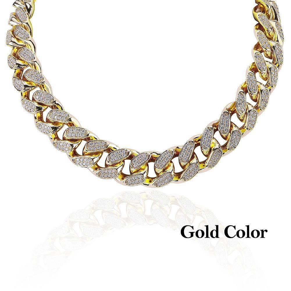 Jewelhery hip hop jewelry Gold / 16inch VVS Jewelry Diamond Cuban Link Choker Chain