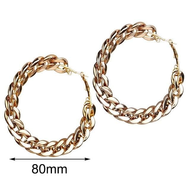 Jewelhery hip hop jewelry Gold 80mm Vintage Cuban Hoop Earrings