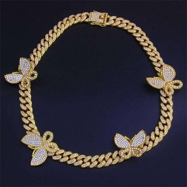 Jewelhery hip hop jewelry Gold Paris Mini Cuban Link Choker Chain