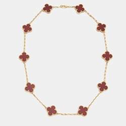 Red Clover Necklace - 18k Gold & 925 Sterling Silver