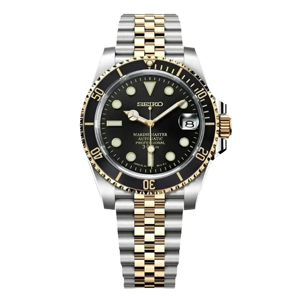 Submariner Watch Mod Two Tone Black Edition Wristwatch