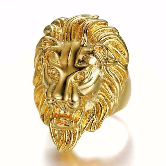 VVS Jewelry hip hop jewelry 10 / Gold Lion Boss Ring