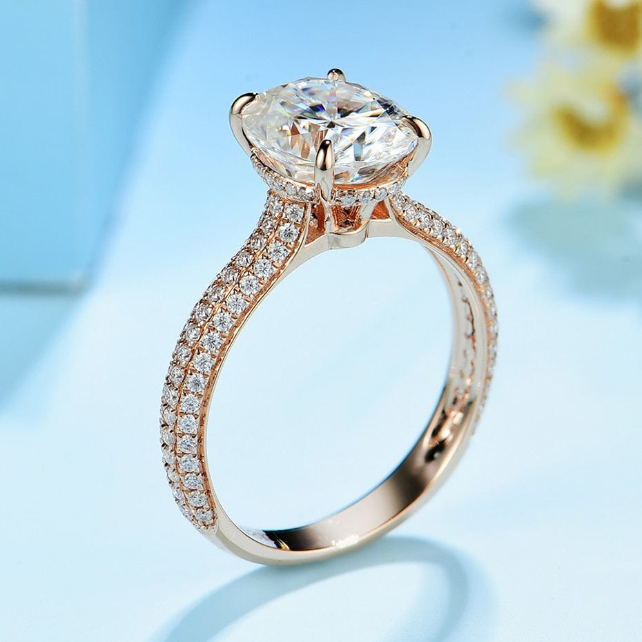 VVS Jewelry hip hop jewelry 10K Solid Rose Gold 5CT VVS Moissanite Engagement Ring