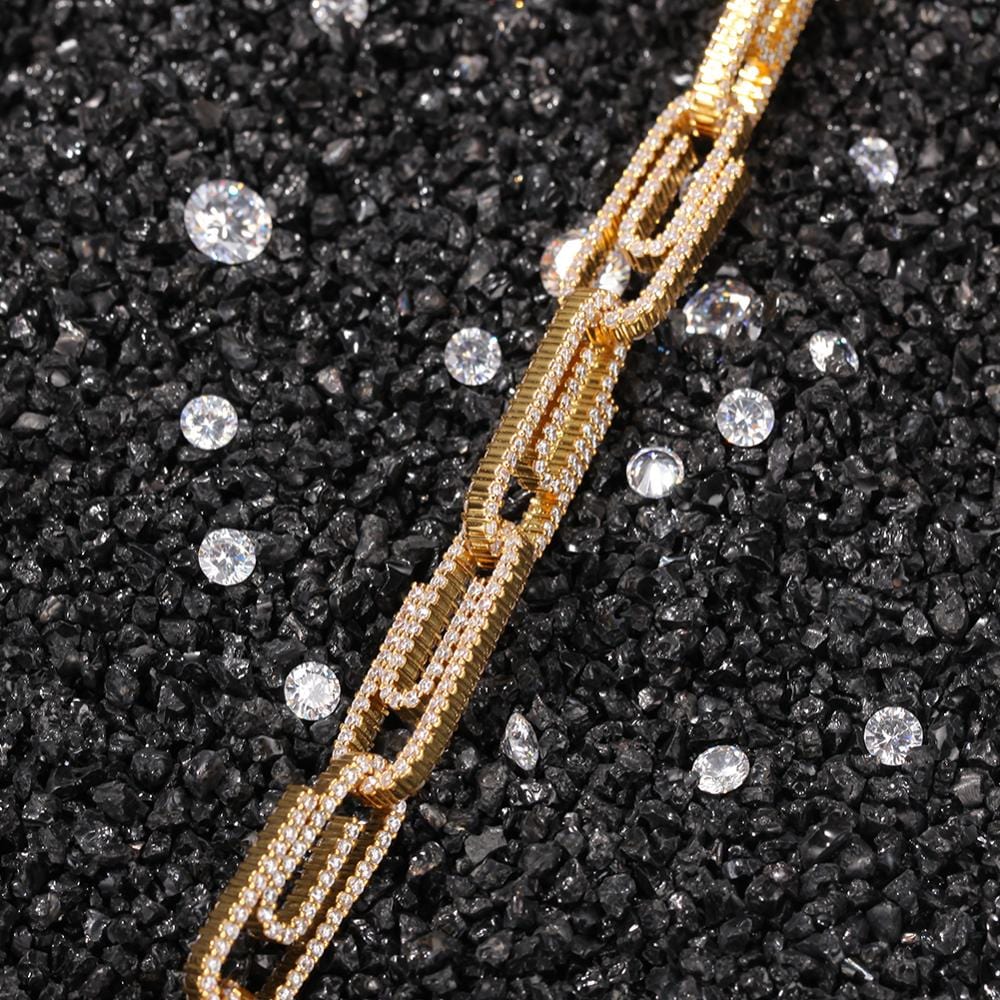 VVS Jewelry hip hop jewelry 10mm Gold Paper Clip Bracelet