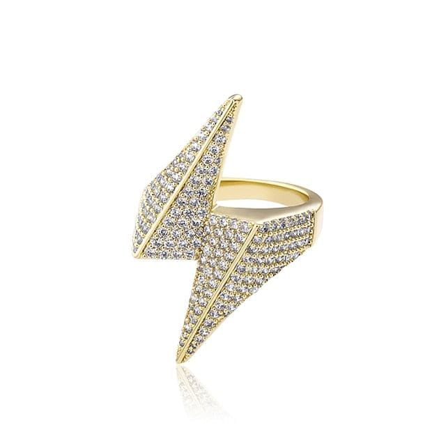 VVS Jewelry hip hop jewelry 11 / Gold VVS Jewelry Iced Bolt Ring