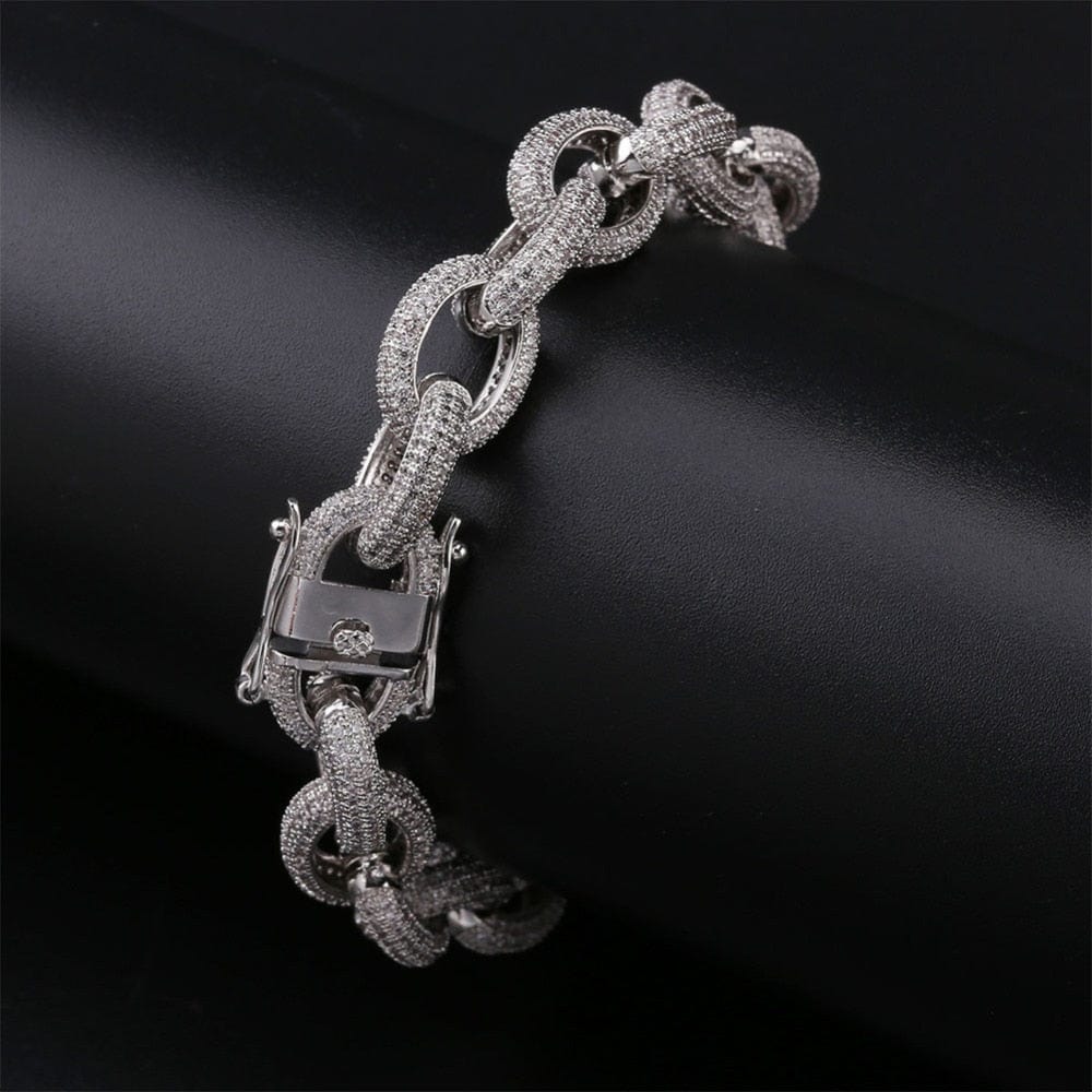 VVS Jewelry hip hop jewelry 12mm Micro Pave Iced Out Rolo Chain Bracelet