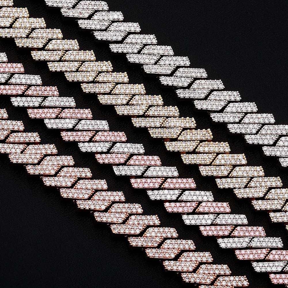 VVS Jewelry hip hop jewelry 12mm Two Tone Miami Prong Cuban Chain