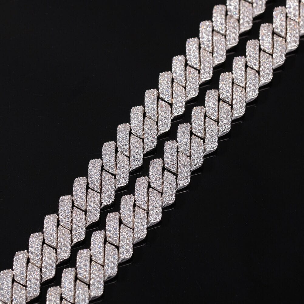 VVS Jewelry hip hop jewelry 13mm Silver Micro Pave Prong Cuban Chain