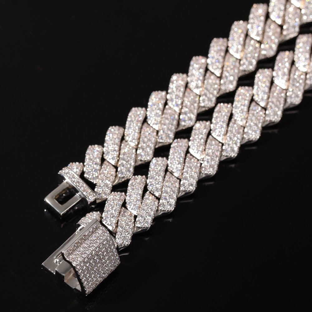 VVS Jewelry hip hop jewelry 13mm Silver Micro Pave Prong Cuban Chain