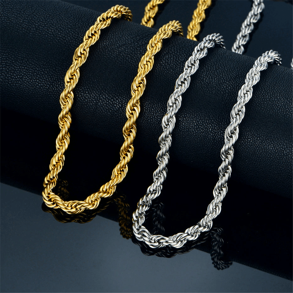 VVS Jewelry hip hop jewelry 14k Gold 316L Stainless Steel Rope Chain