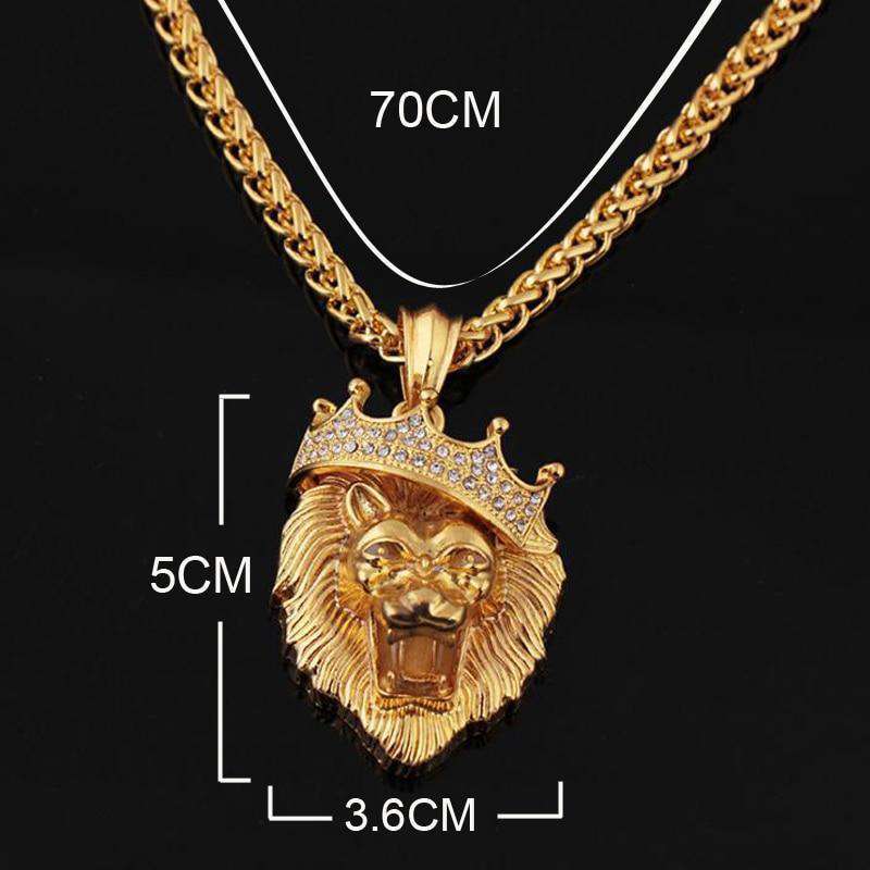 VVS Jewelry hip hop jewelry 14k Gold Plated Fluorescent Lion Head Pendant Necklace