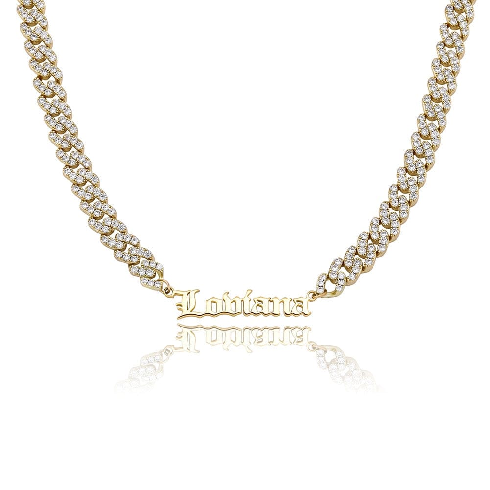 VVS Jewelry hip hop jewelry 16inch / Gold VVS Jewelry Custom Cuban Greek Name Necklace