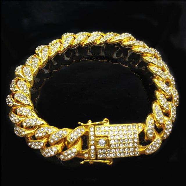 VVS Jewelry hip hop jewelry 18.5mm Gold VVS Jewelry 18k Gold Plated Cuban Bracelet
