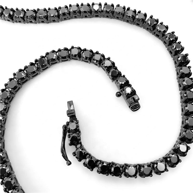 VVS Jewelry hip hop jewelry 18" VVS Jewelry 3mm Black Moissanite Diamond Stainless Steel Tennis Chain