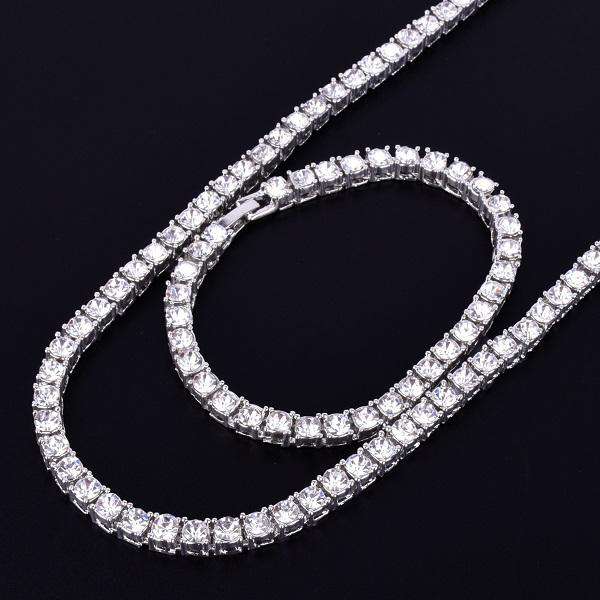 VVS Jewelry hip hop jewelry 200000162 Silver / 7" / 22" 18k Gold/Silver Tennis Chain + FREE Tennis Bracelet Bundle