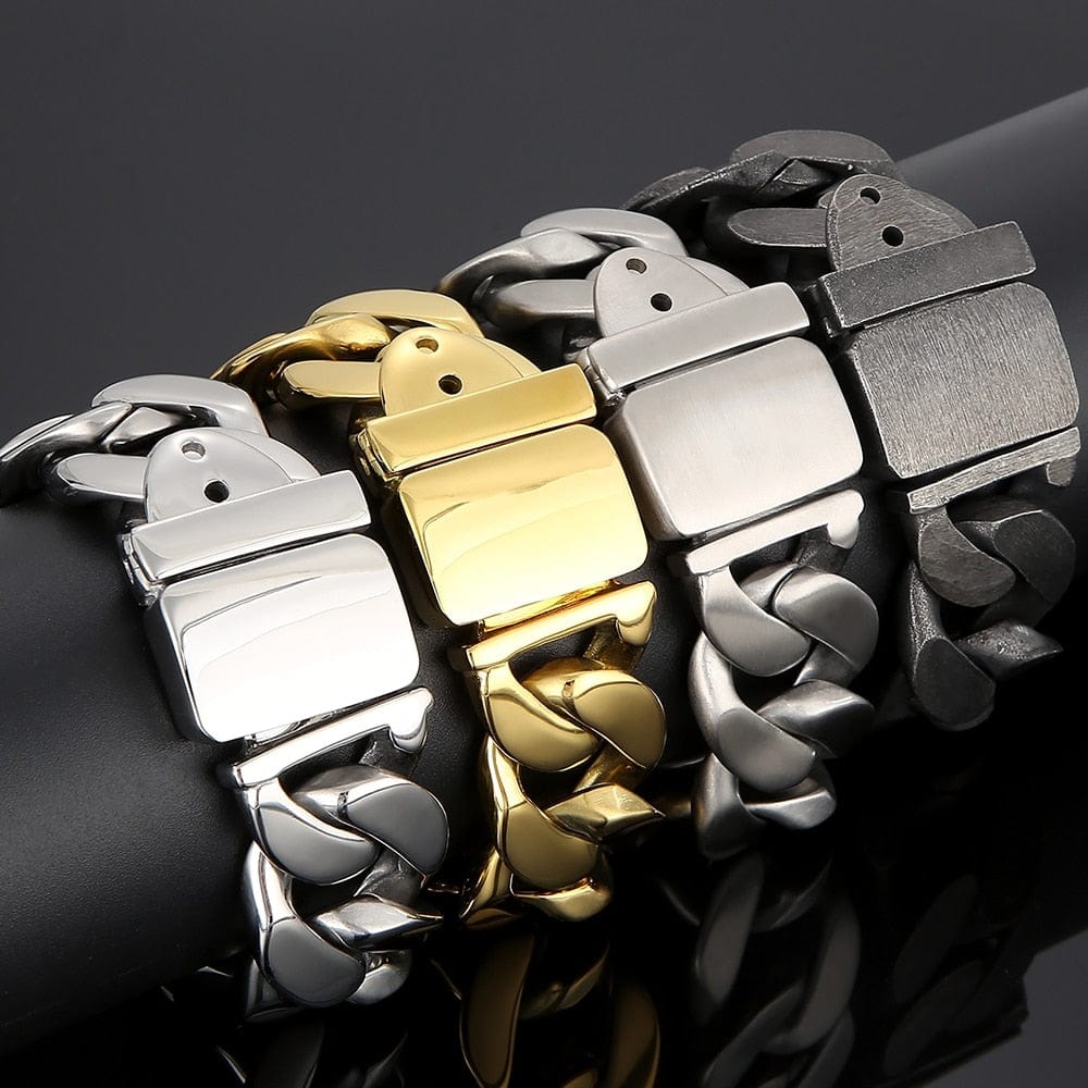 VVS Jewelry hip hop jewelry 25mm Chunky Stainless Steel Miami Cuban Bracelet