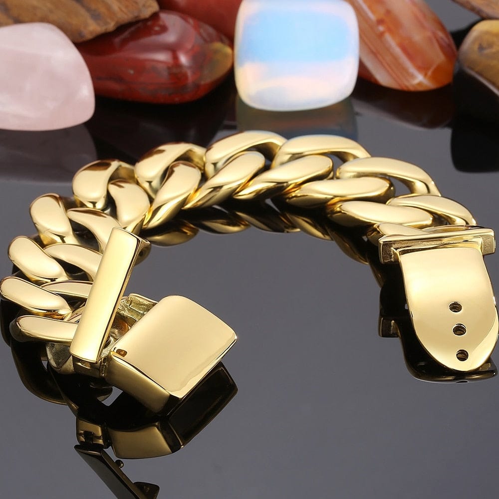 VVS Jewelry hip hop jewelry 25mm Chunky Stainless Steel Miami Cuban Bracelet