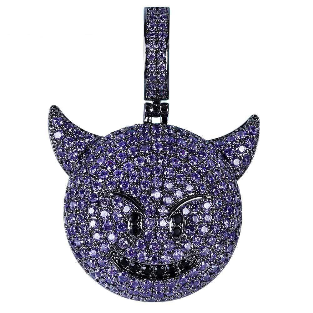 VVS Jewelry hip hop jewelry 4mm Rope Chain / 22 Inch VVS Jewerly Iced Purple Devil Emoji Necklace