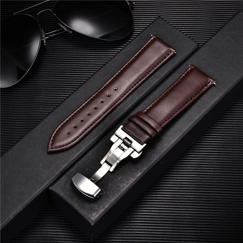 VVS Jewelry hip hop jewelry 5 / 18mm Smooth Calfskin Leather Watchstrap