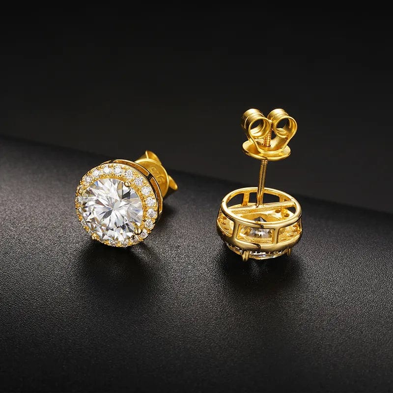 VVS Jewelry hip hop jewelry 5mm Total 1ct-Gold 5mm Fancy Cluster Round 925 Sterling Silver Moissanite Earrings