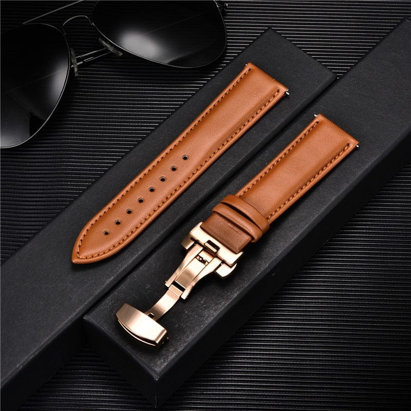 VVS Jewelry hip hop jewelry 6 / 18mm Smooth Calfskin Leather Watchstrap