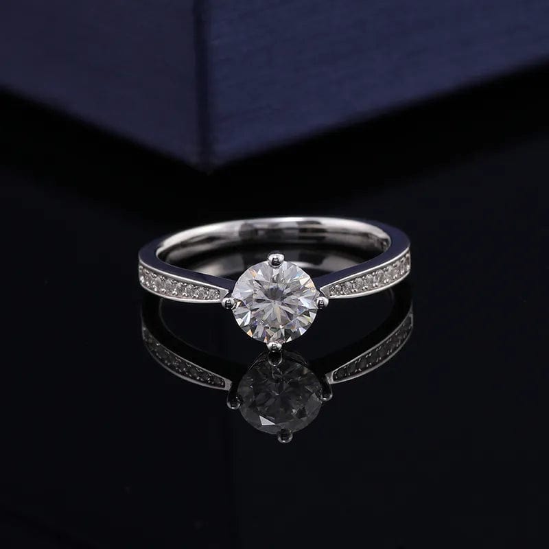 VVS Jewelry hip hop jewelry 6.5MM White Gold 1CT Brilliant Cut Moissanite Engagement Ring