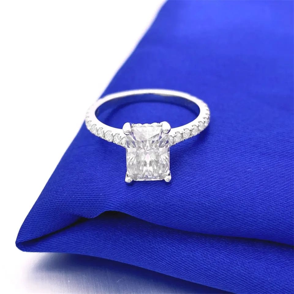 VVS Jewelry hip hop jewelry 7 / 18k Gold White Gold Square Radiant Cut 5CT Moissanite Engagement Ring