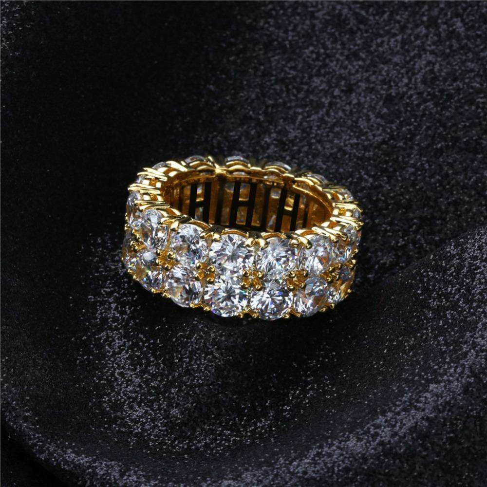 VVS Jewelry hip hop jewelry 7 / Gold Hexagon CZ Bling Ring