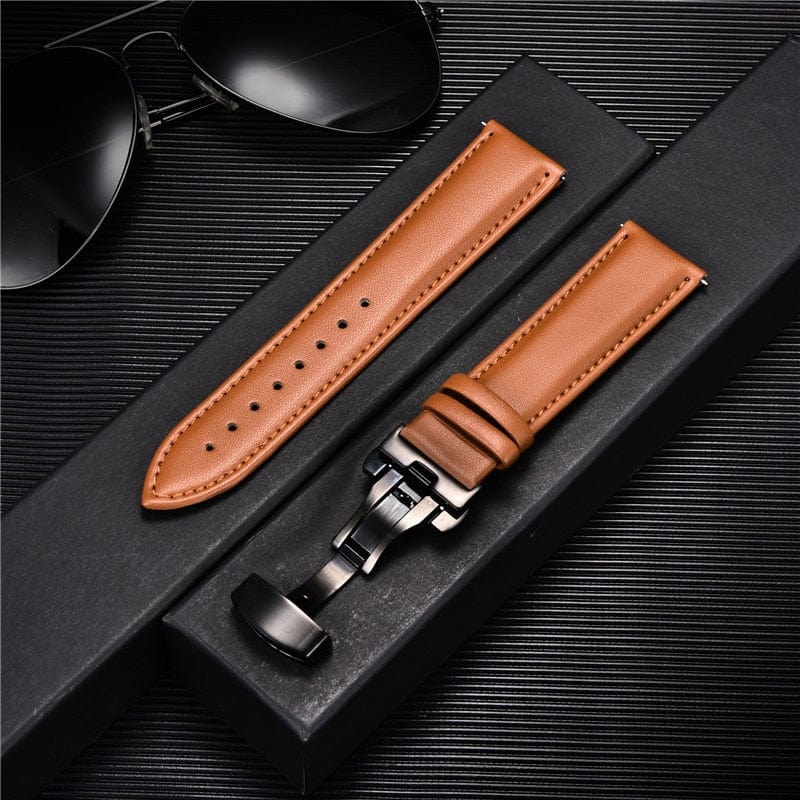 VVS Jewelry hip hop jewelry 8 / 18mm Smooth Calfskin Leather Watchstrap