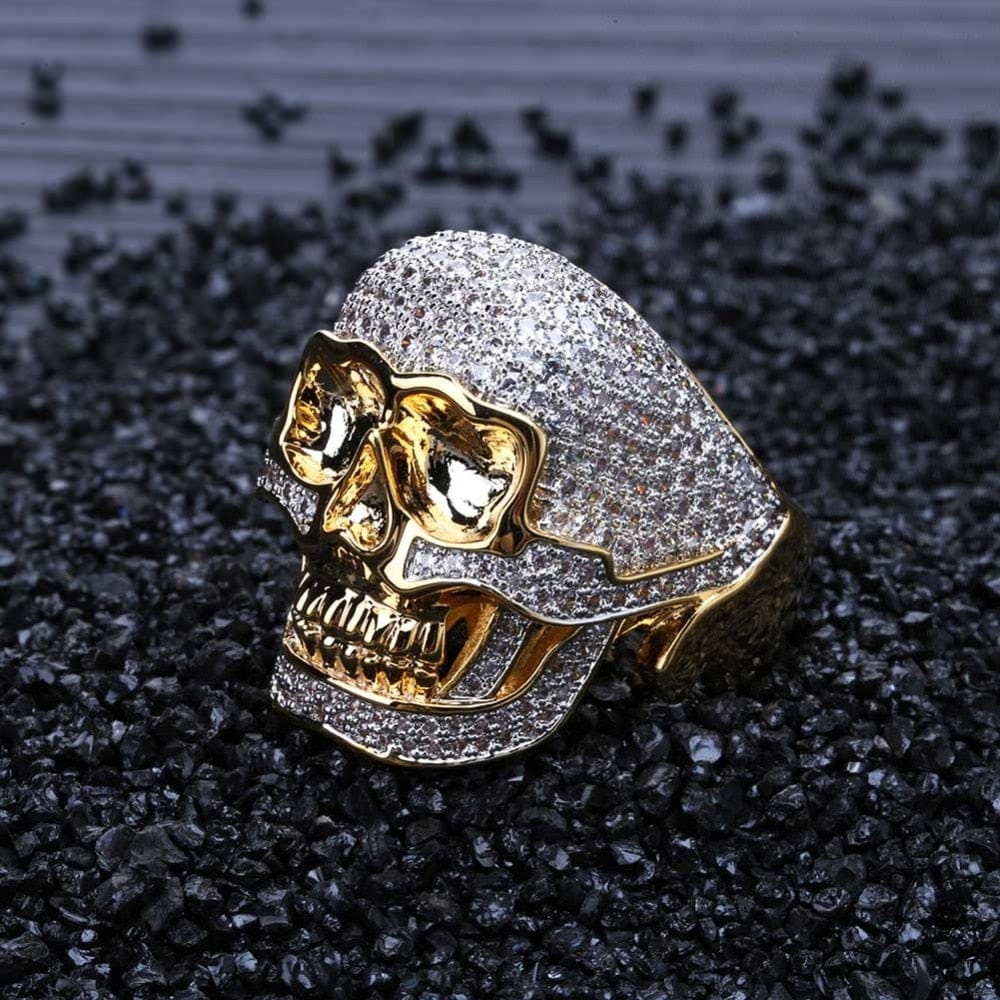 VVS Jewelry hip hop jewelry 8 Fully Iced Skull Ring