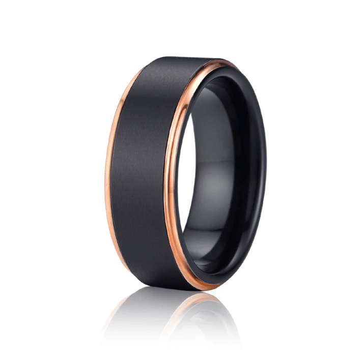 VVS Jewelry hip hop jewelry 8MM Black Rose Gold Tungsten Carbide Wedding Band Ring