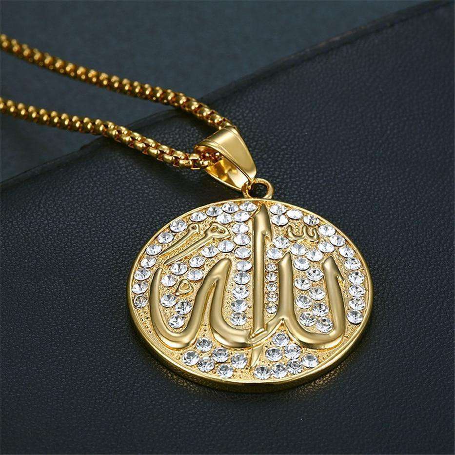 VVS Jewelry hip hop jewelry Allah Iced Gold Medal Pendant + Chain