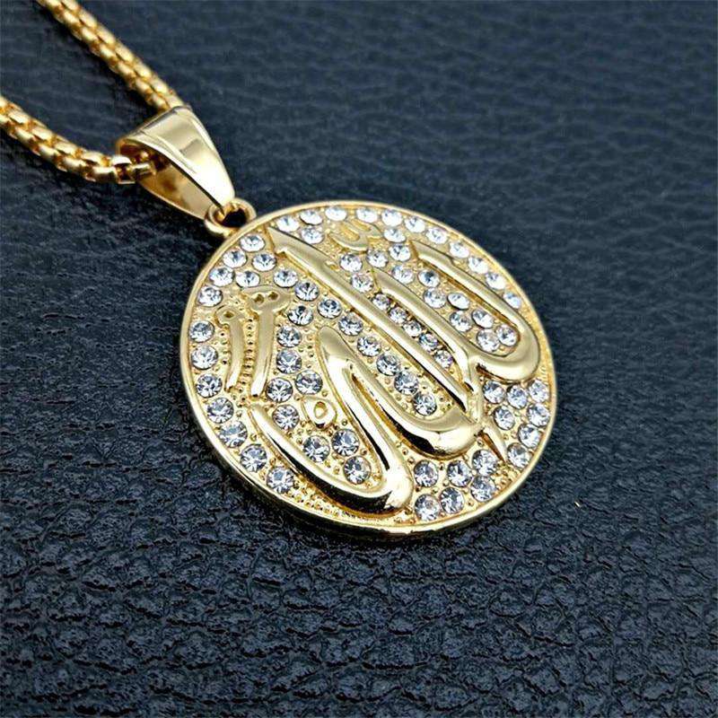 VVS Jewelry hip hop jewelry Allah Iced Gold Medal Pendant + Chain
