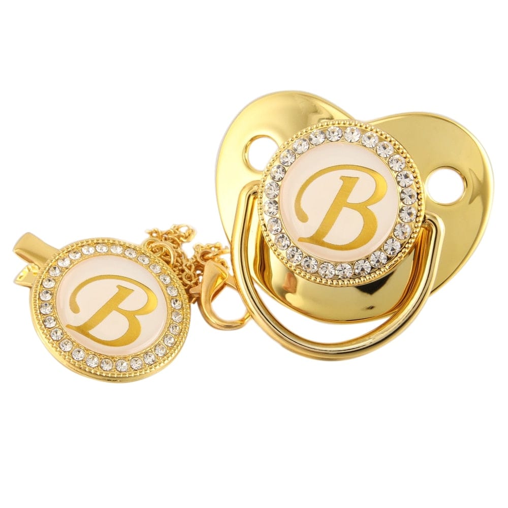 VVS Jewelry hip hop jewelry B Custom Gold Bling Initial BPA Free Baby Pacifier