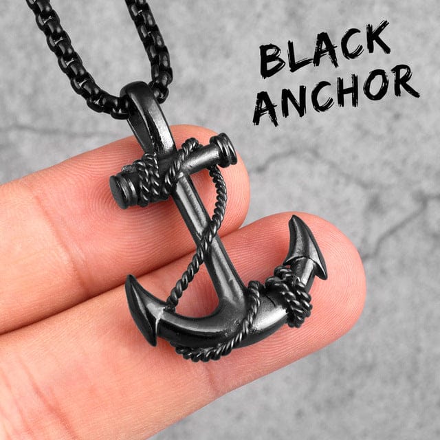 VVS Jewelry hip hop jewelry Black / 24" Anchor Pendant Necklace